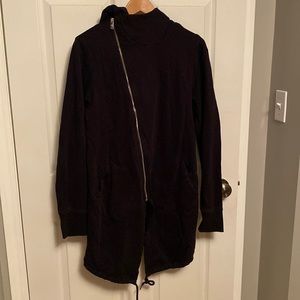 Mens long hooded sweatshirt split front